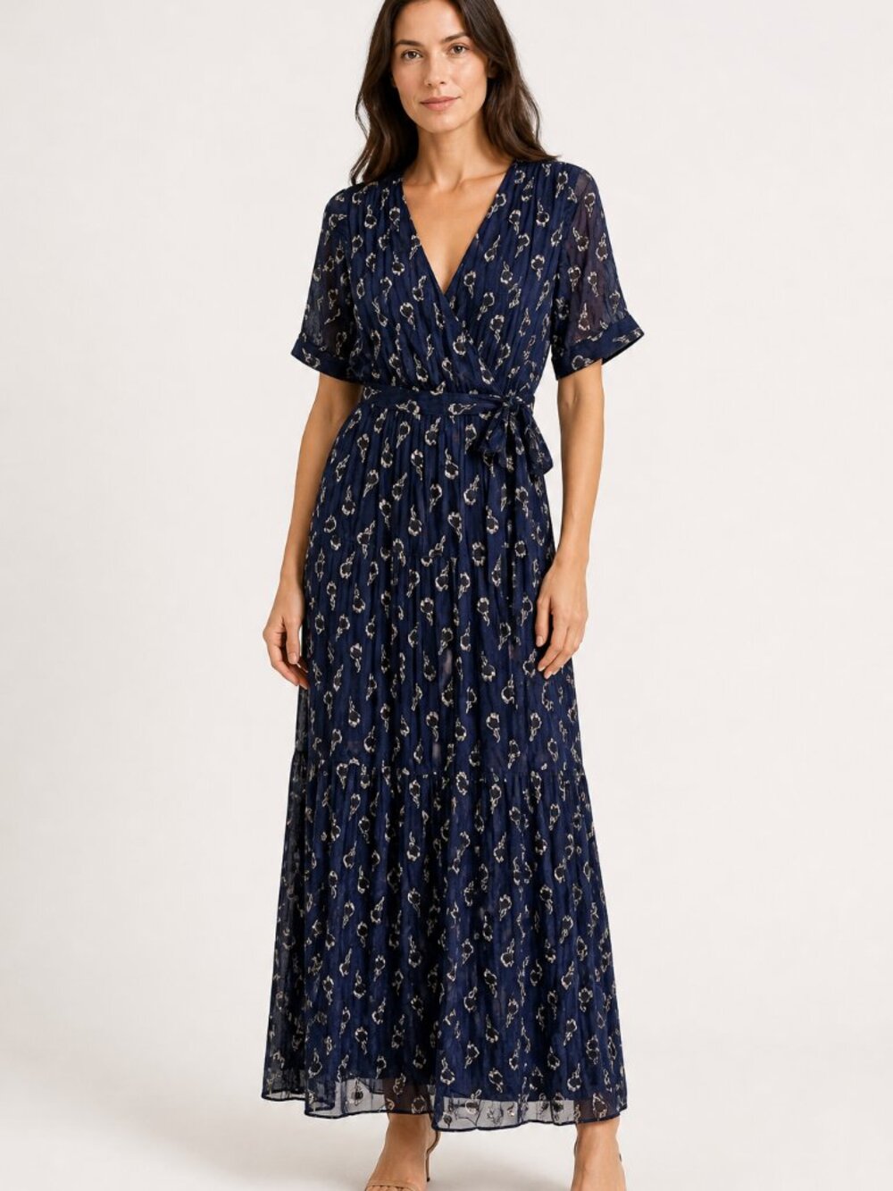 Navy Blue printed Wrap Maxi Dress Ba&sh